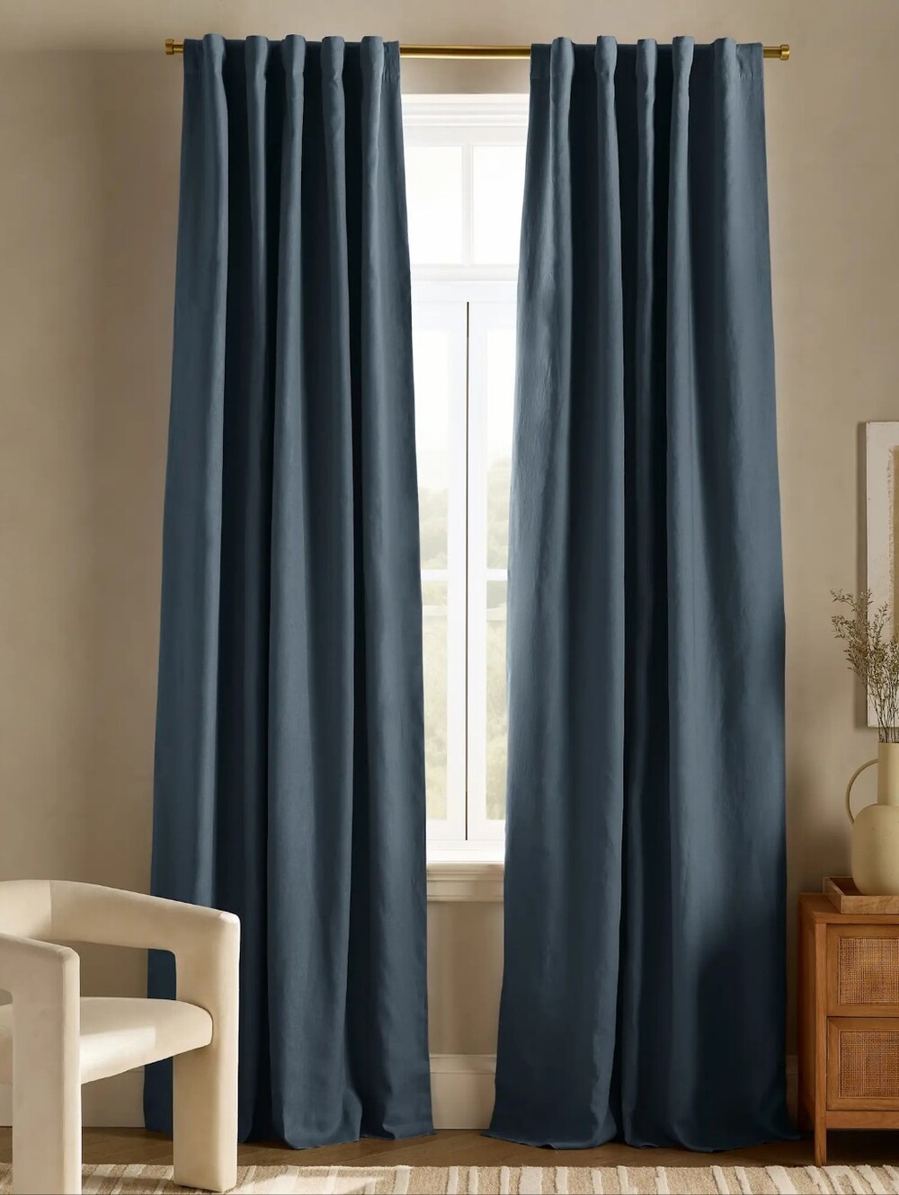 NWOT Quince European Linen Curtain 48x84 Chambray Pocket Or Tab Quiet Luxury